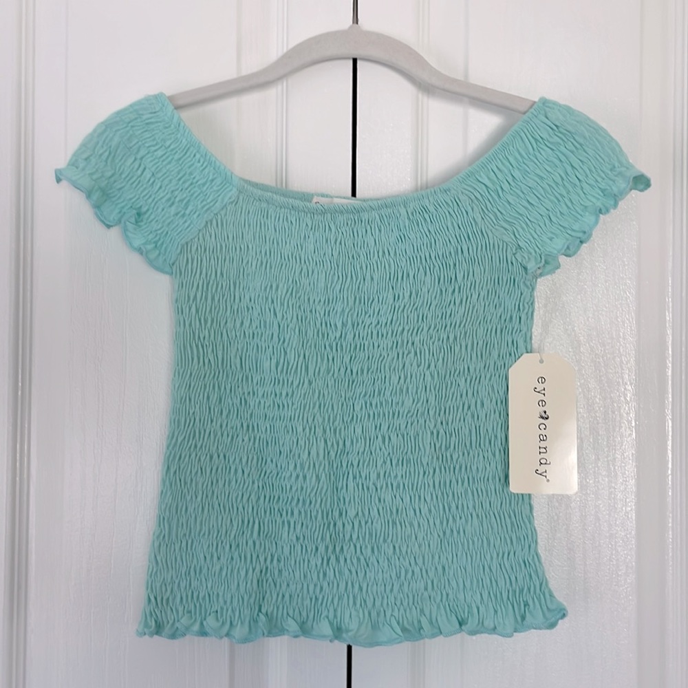 NWT Eye Candy Light Blue Off the Shoulder Top - Size: M
